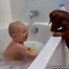 Funny Baby Taking a Bath