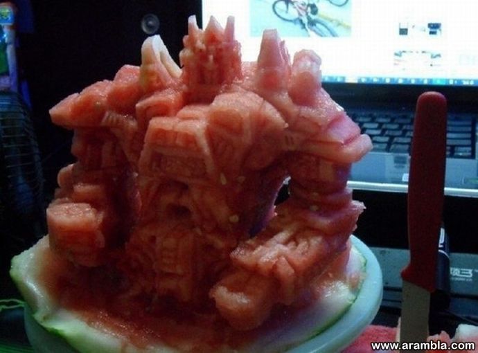Sculpture from watermelon